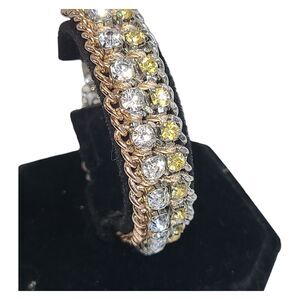 AEO White‎ And Champagne Rhinestone Mixed Metal Tennis Bracelet 7"-8"